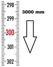 REGLET GRADUE VERTICAL ZÉRO EN HAUT LONGUEUR 3000 MM<br>REF : RGVR1-00H030